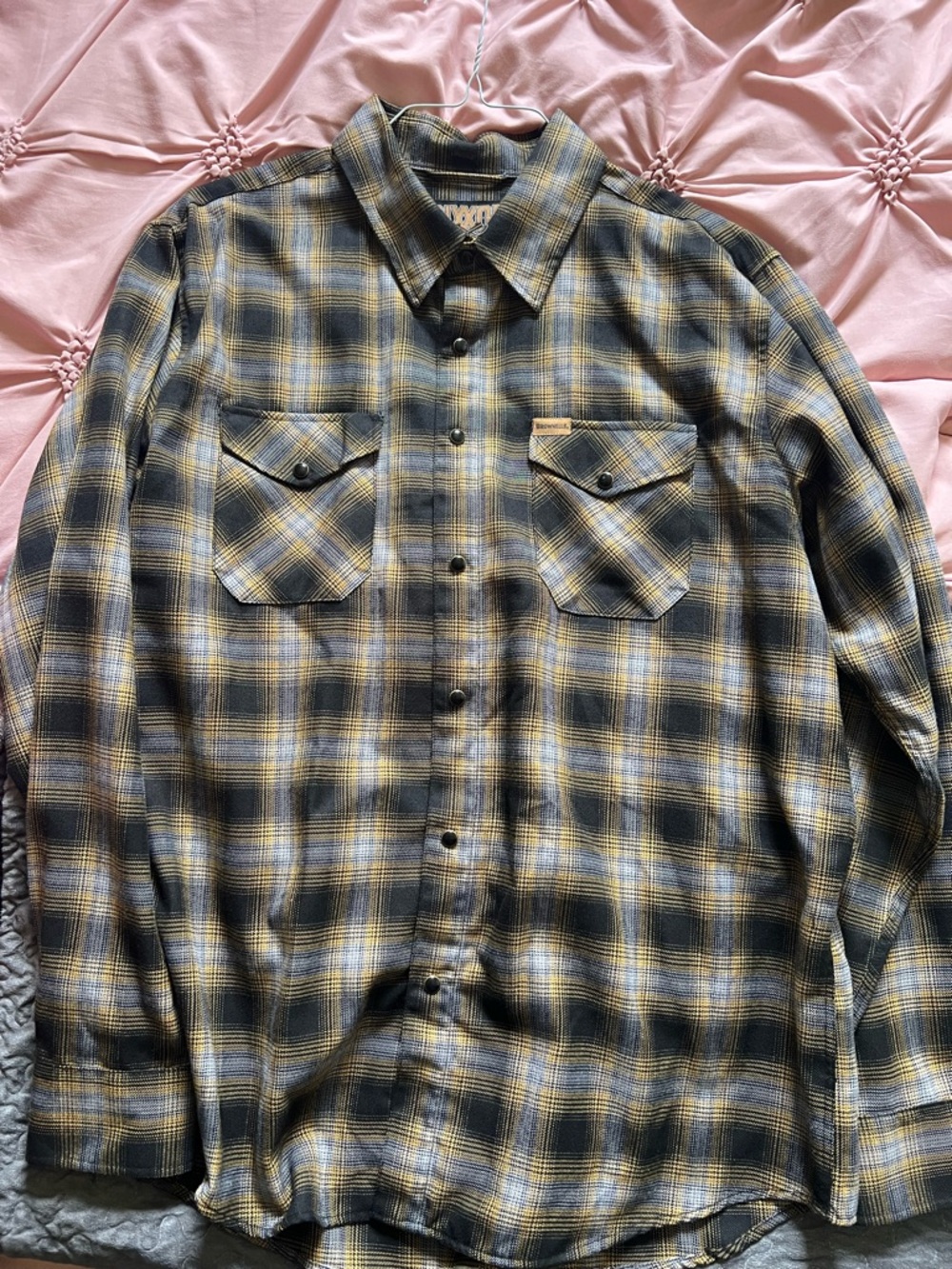 DIXXON Flannel Yellow & Black Plaid Casual Button-Down Shirt XL